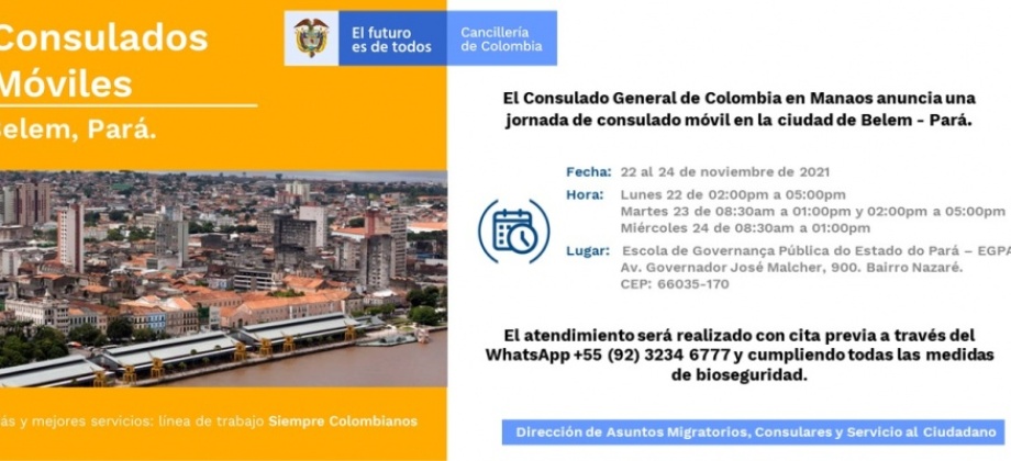 Consulado Movil en la ciudad de Belém – Pará el 22 de noviembres 
