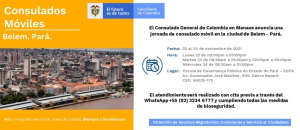 Consulado Movil en la ciudad de Belém – Pará el 22 de noviembres 