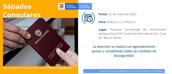 Jornada de Sábado Consular este 15 de mayo en la sede del Consulado de Colombia 
